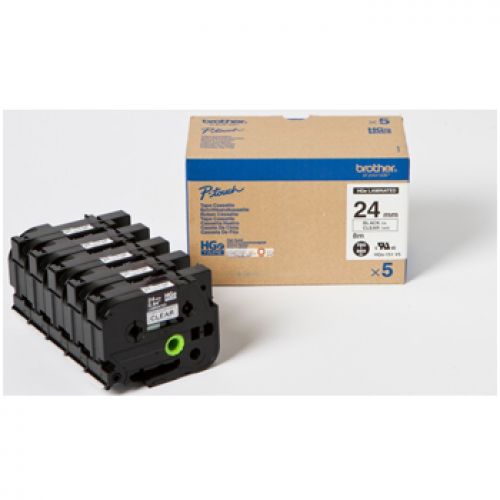 BROTHER Fita Alta Calidad 8m Transparente/Preto (Pack 5Ud) 24mm , Brother , BROHGE151V5 , 4977766684590